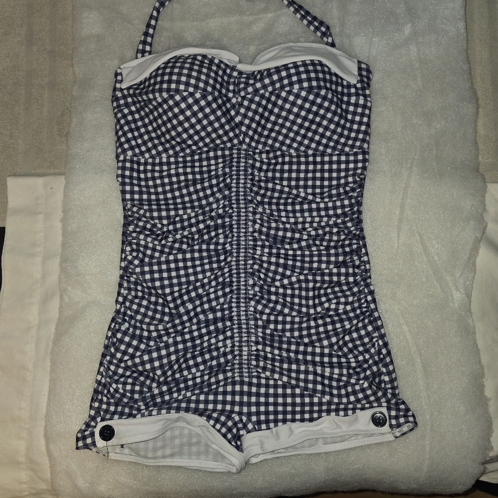 Gingham Halter Women Swim One Piece
